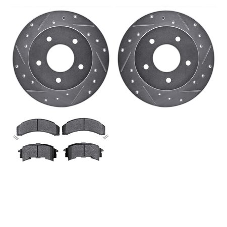 DYNAMIC FRICTION CO 7502-52040, Rotors-Drilled and Slotted-Silver with 5000 Advanced Brake Pads, Zinc Coated 7502-52040